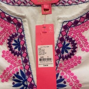 Lilly Pulitzer Pink and Purple Embroidered Coretta tunic. New with tags!